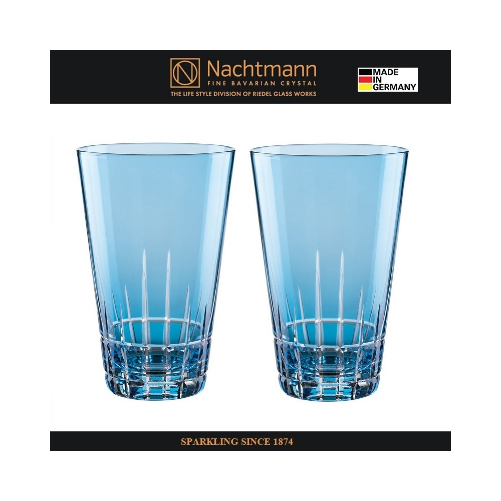 Набор высоких стаканов SIXTIES STELLA AQUA, 2 шт, 450 мл, голубой хрусталь, Nachtmann
