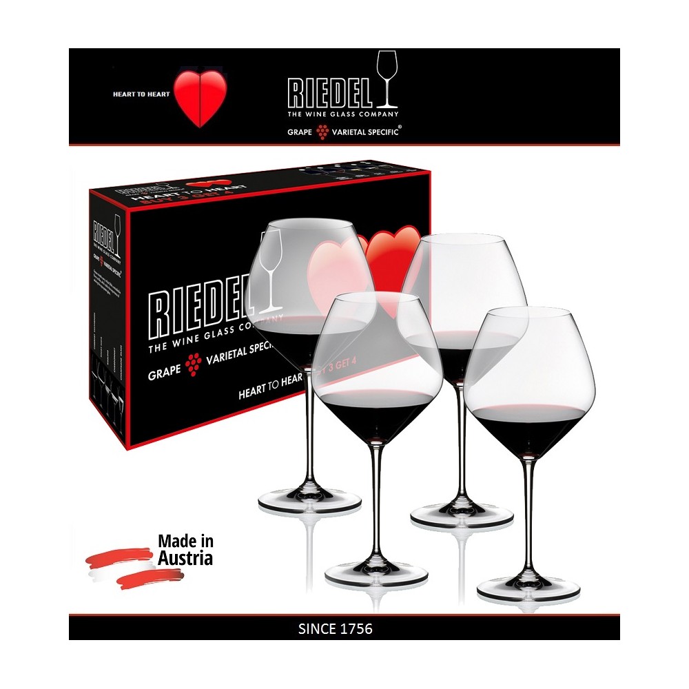 Набор бокалов для красных вин Pinot Noir, 4 шт, объем 770 мл, машинная выдувка, Heart to Heart, RIEDEL
