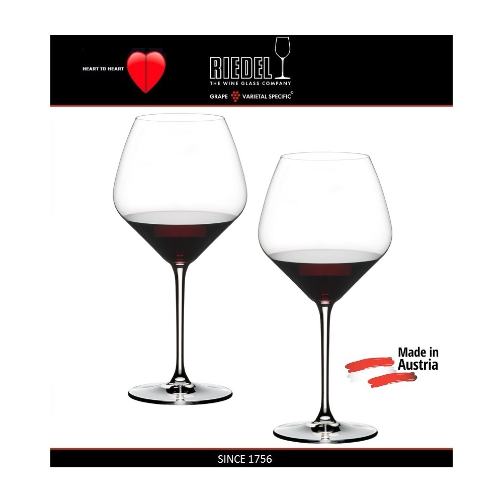 Бокалы для красных вин Pinot Noir, 2 шт, объем 770 мл, машинная выдувка, Heart to Heart, RIEDEL