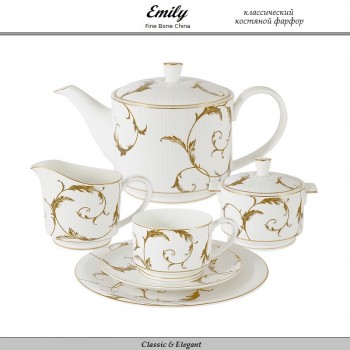 Чайный сервиз Elegy Gold, 21 предмет на 6 персон, костяной Emily