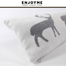 Подушка-валик с новогодним орнаментом "Deer", 80 х 20 см, хлопок, EnjoyMe