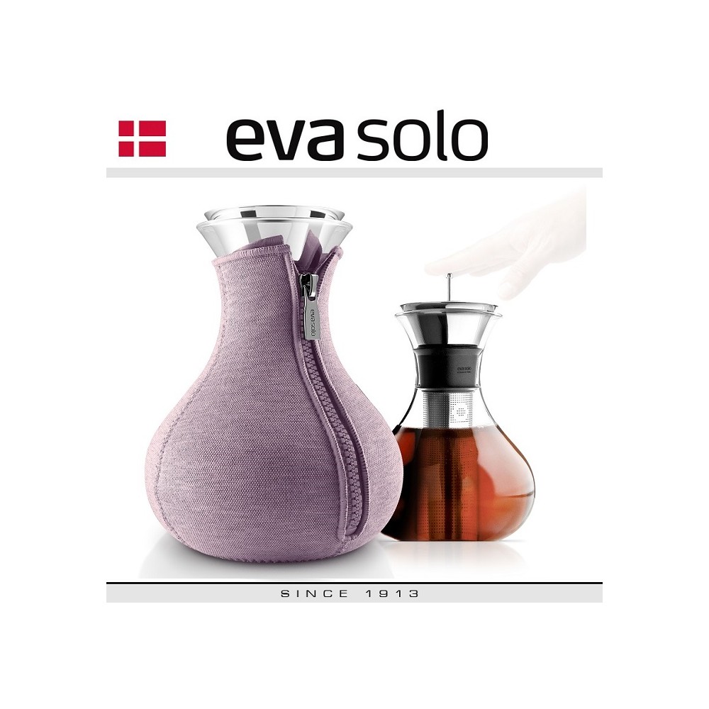 Заварочный чайник Tea Maker стеклянный со стальным пресс-фильтром, 1 л, чехол пыльная роза, Eva Solo, Дания