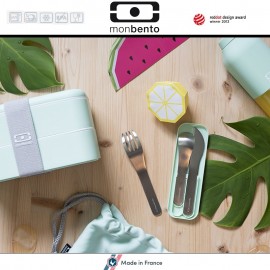 Набор из 3 столовых приборов MB Pocket голубой в футляре, Monbento