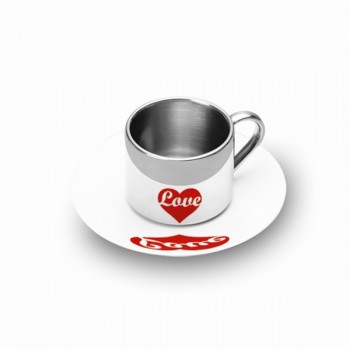 Кружка анаморфированная с блюдцем love, L 8 см, W 8 см, H 6 см, PO: SELECTED