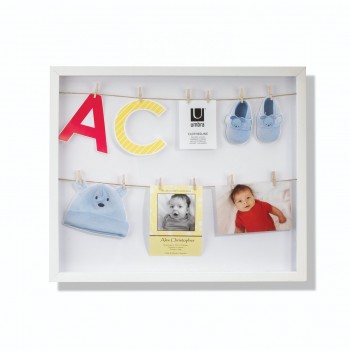 Рамка с зажимами для фотографий clothesline белая, L 10,7 см, W 2,5 см, H 43 см, Umbra