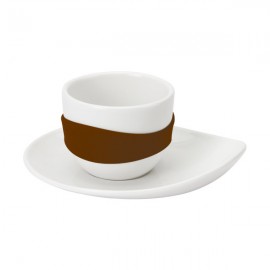 Набор чашек для эспрессо leaf коричневый, 8 предм, фарфор, силикон, PO: SELECTED