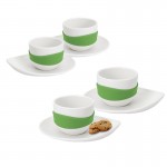 Набор чашек для эспрессо leaf зеленый, 8 предм, фарфор, силикон, PO: SELECTED