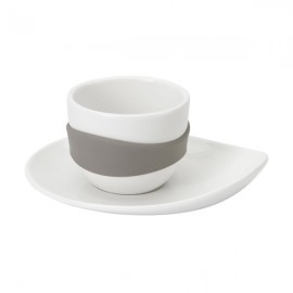 Набор чашек для эспрессо leaf серый, 8 предм, фарфор, силикон, PO: SELECTED