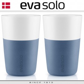 Кофейные стаканы EVA для латте, 2 шт 360 мл, лунно-голубые, силиконовый ободок, Eva Solo