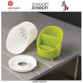 Сушилка Dock для столовых приборов со сливом, зелёная, Joseph Joseph