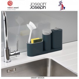 Органайзер SinkBase Plus для раковины с дозатором для мыла и бутылочкой, серый, Joseph Joseph