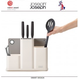 Органайзер CounterStore для кухонных инструментов и ножей + разделочная доска, белый, Joseph Joseph