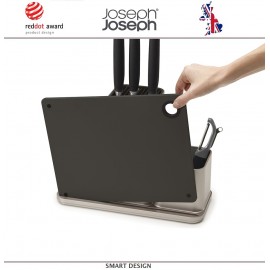 Органайзер CounterStore для кухонных инструментов и ножей + разделочная доска, серебристый, Joseph Joseph