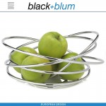 Loop ваза для фруктов дизайнерская, D 26 см, сталь, Black+Blum