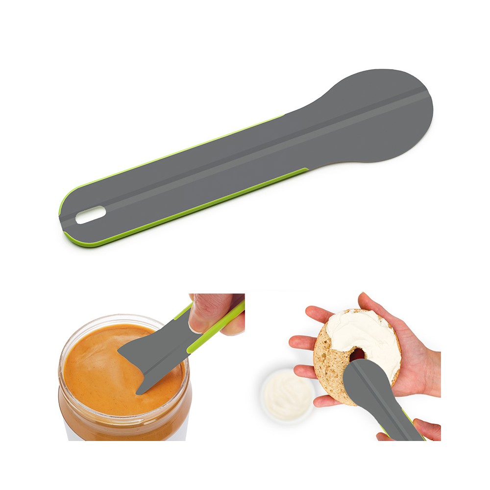 Ложка-лопатка spreader серая/зеленая, H 0,5 см, L 20,4 см, W 5 см, пластик, Fusionbrands