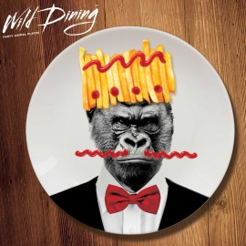 Тарелка Wild Dining Горилла, D 25 см, керамика, Mustard
