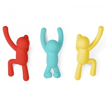 Вешалки-крючки buddy, 3 шт. разноцветные, пластик ABS, Umbra