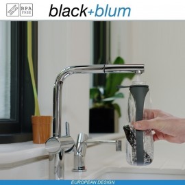 Eau Good DUO эко-бутылка для воды с клапаном для питья и угольным фильтром, 800 мл, серо-голубой, Black+Blum