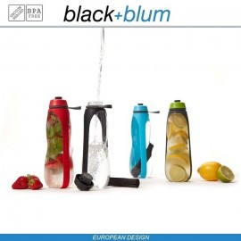 Eau Good DUO эко-бутылка для воды с клапаном для питья и угольным фильтром, 800 мл, серо-красный, Black+Blum