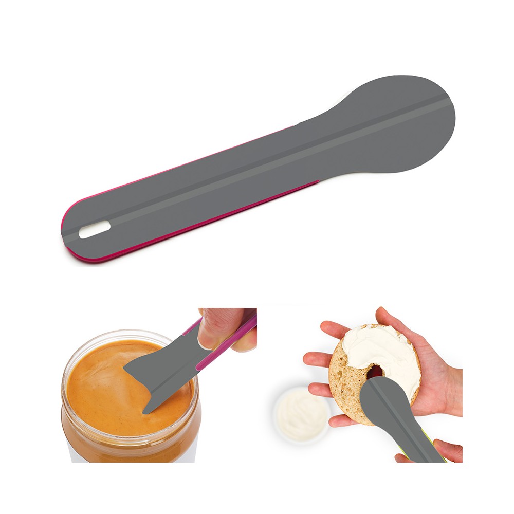 Ложка-лопатка spreader серая/розовая, H 0,5 см, L 20,4 см, W 5 см, пластик, Fusionbrands