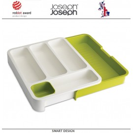 Органайзер DrawerStore для столовых приборов раздвижной, зеленый, Joseph Joseph