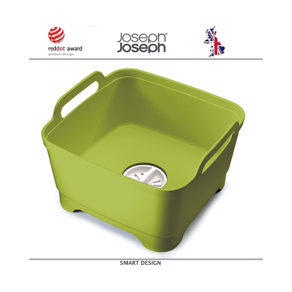 Контейнер Wash and Drain для мытья и сушки посуды, зеленый, Joseph Joseph