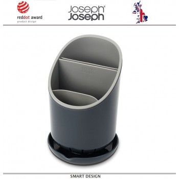 Сушилка Dock для столовых приборов со сливом, серая, Joseph Joseph