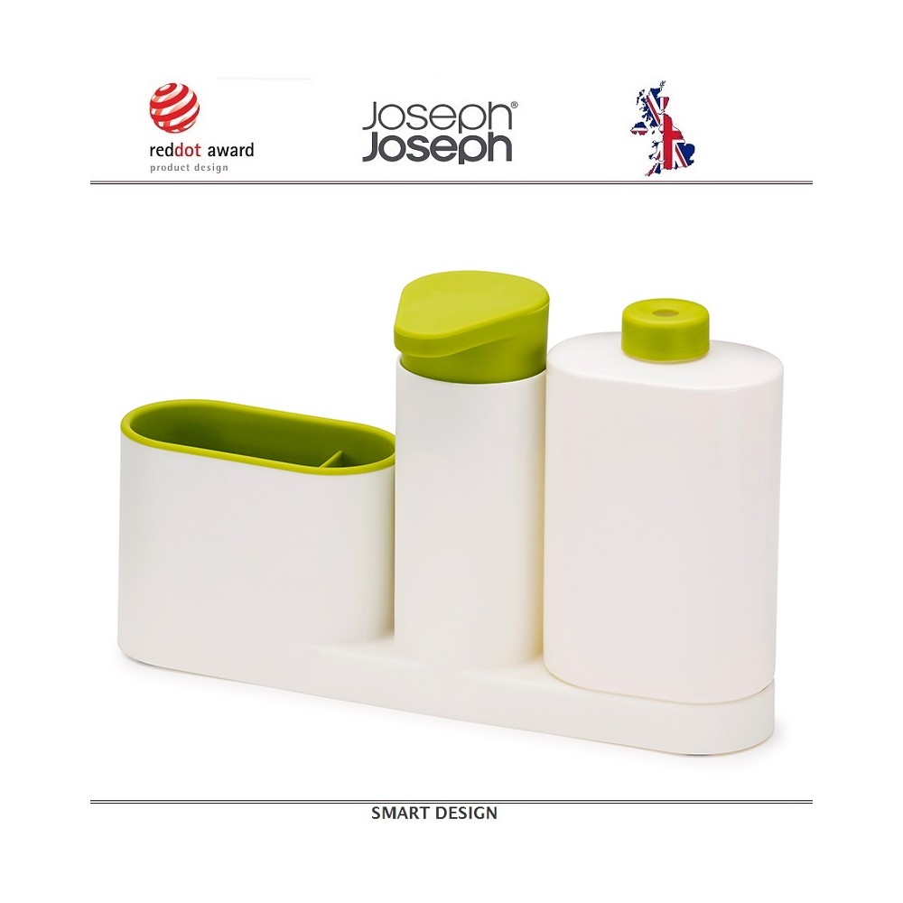 Органайзер SinkBase Plus для раковины с дозатором для мыла и бутылочкой, белый, Joseph Joseph