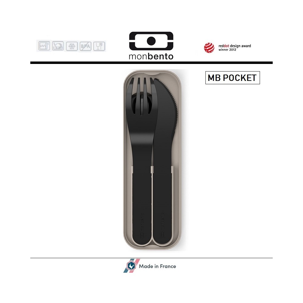 Набор из 3 столовых приборов MB Pocket Color черный, Monbento