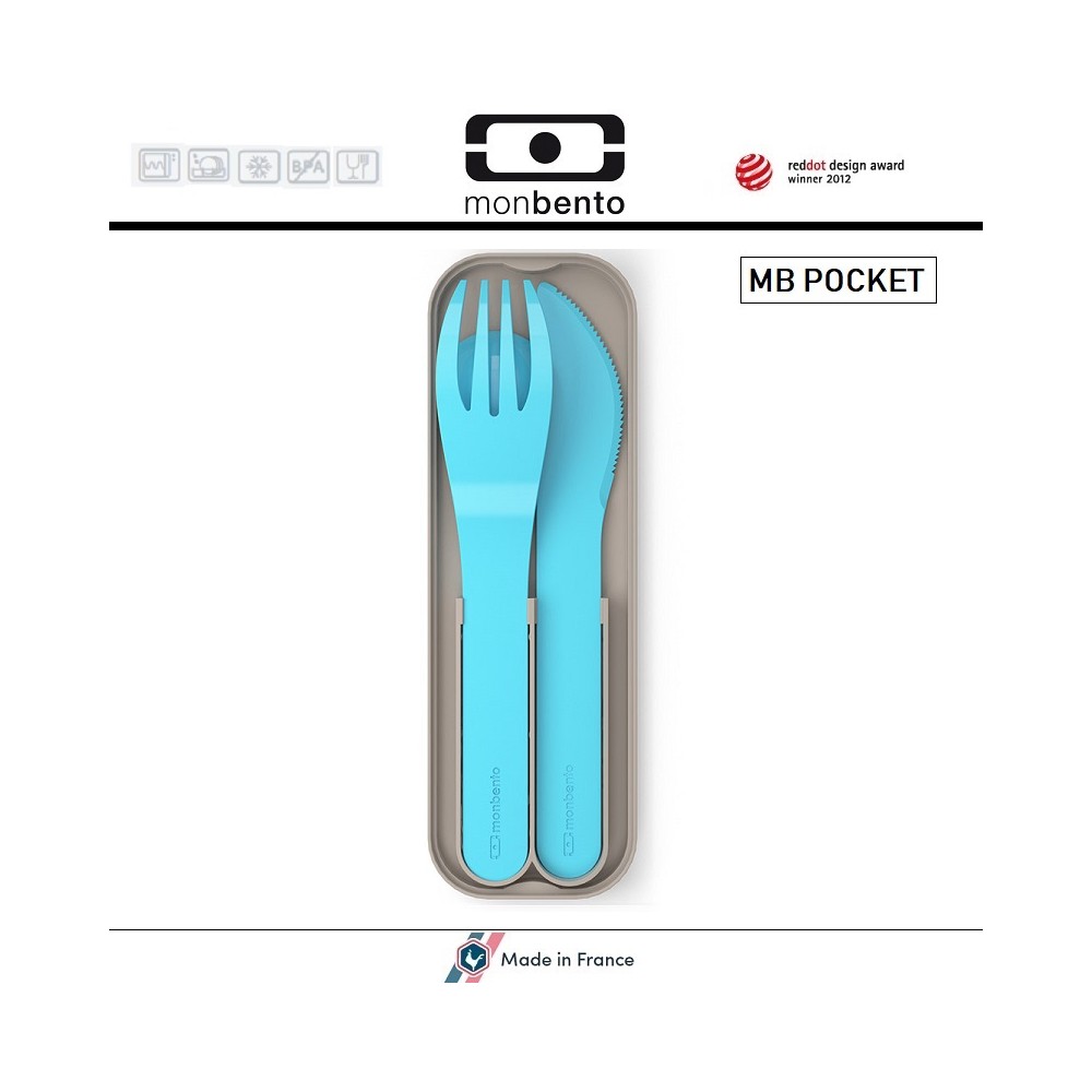 Набор из 3 столовых приборов MB Pocket Color голубой, Monbento