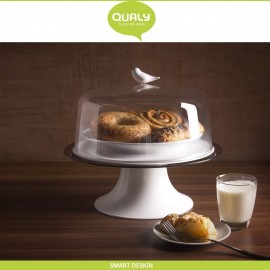 Подставка Sparrow для пирогов, тортов, десертов, D 30 см, белый, Qualy