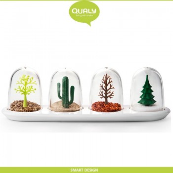 Ёмкости Four Seasons для специй, 4 баночки на подставке, Qualy