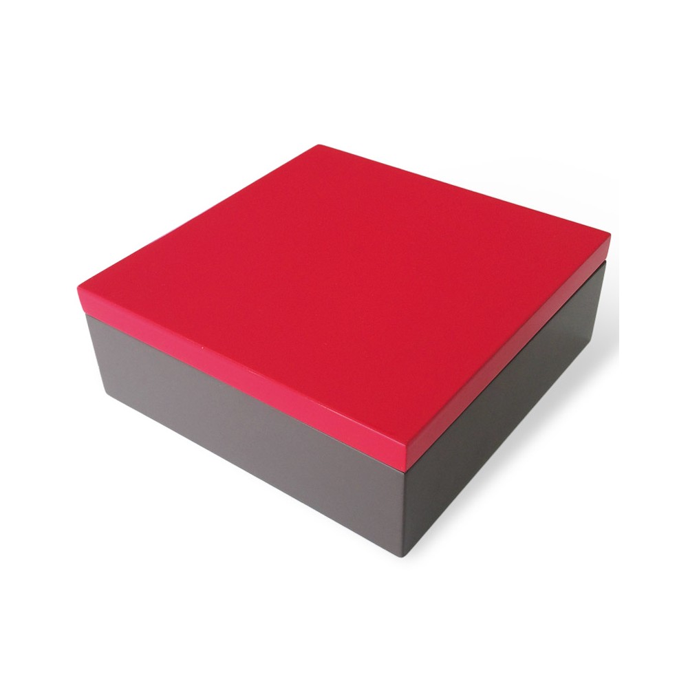 Коробка wooden box красная малая, L 15 см, W 15 см, H 5,2 см, Remember
