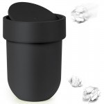 Контейнер мусорный touch с крышкой черный, H 25,4 см, L 19 см, W 19 см, полипропилен, Umbra
