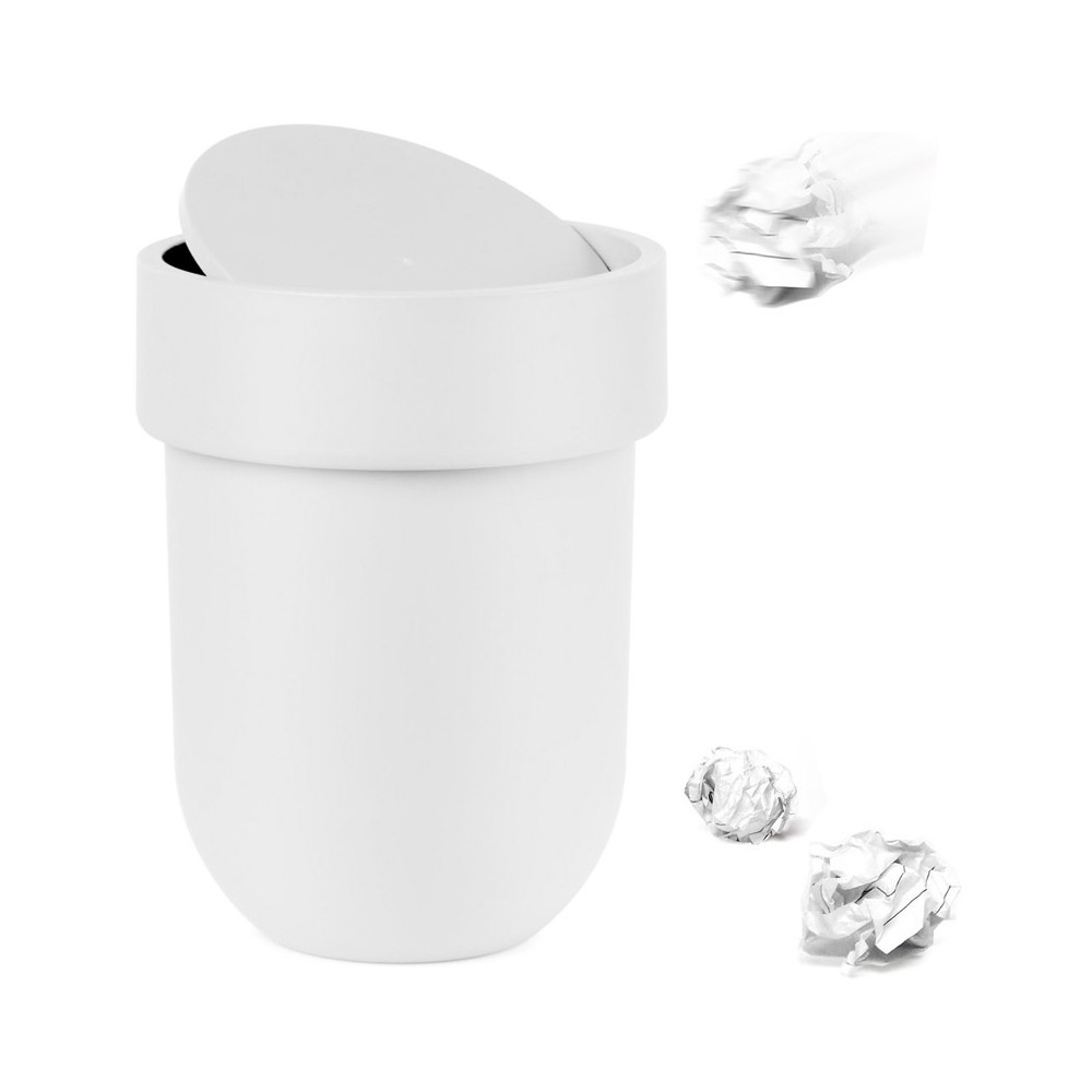 Контейнер мусорный touch с крышкой белый, H 25,4 см, L 19 см, W 19 см, полипропилен, Umbra