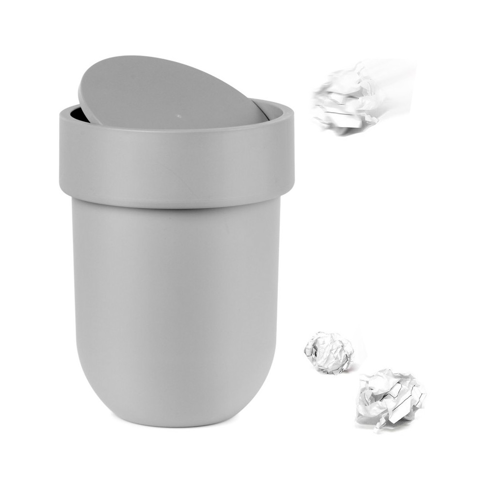Контейнер мусорный touch с крышкой серый, H 25,4 см, L 19 см, W 19 см, полипропилен, Umbra