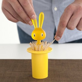 Держатель для зубочисток magic bunny жёлтый, L 7,5 см, W 7,5 см, H 14 см, Alessi
