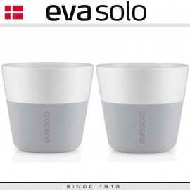 Кофейные стаканы EVA для лунго, 2 шт 230 мл, светло-серые, силиконовый ободок, Eva Solo