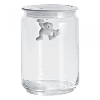 Банка стеклянная gianni 0,9 л. (белая крышка), D 10,5 см, H 15 см, Alessi