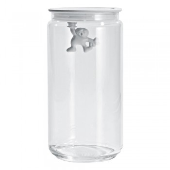 Банка стеклянная gianni 1,4 л. (белая крышка), D 10,5 см, H 20,5 см, Alessi