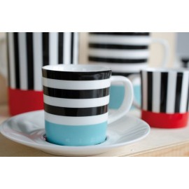 Чашка для эспрессо с блюдцем black stripes, L 12,2 см, W 12,2 см, H 9,2 см, Remember