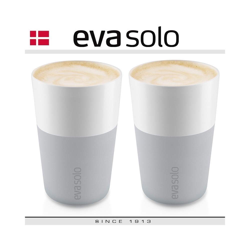 Кофейные стаканы EVA для латте, 2 шт 360 мл, светло-серые, силиконовый ободок, Eva Solo