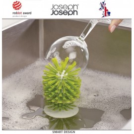 Щетка Brush-up для мытья бокалов, стаканов, кружек, на присоске серая, Joseph Joseph