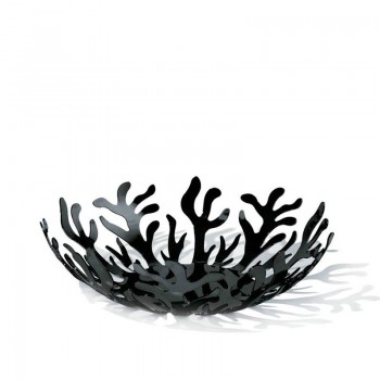 Ваза для фруктов Mediterraneo черная средняя, D 25 см, H 9 см, сталь нержавеющая, Alessi