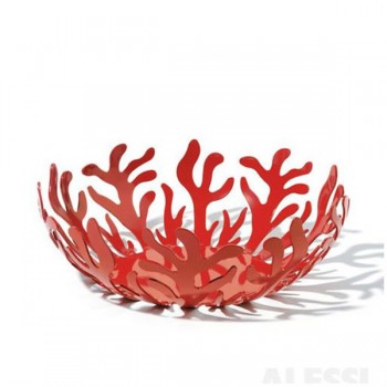 Ваза для фруктов Mediterraneo красная средняя, D 25 см, H 9 см, сталь нержавеющая, Alessi