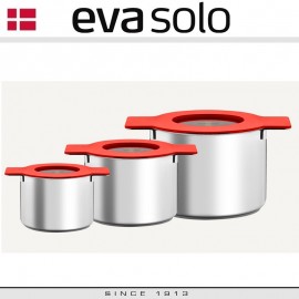 Набор посуды с откидными крышками-фильтрами, 3 предмета, индукционное дно, сталь 18/10, черный, серия Gravity, Eva Solo