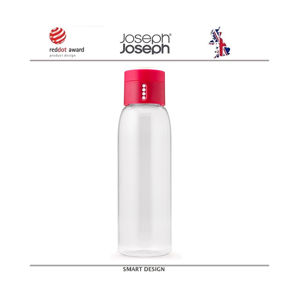 Бутылка Dot с контролем потребления воды, 600 мл, розовая, Joseph Joseph