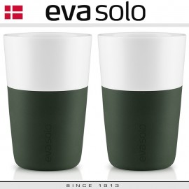 Кофейные стаканы EVA для латте, 2 шт 360 мл, темно-зеленые, силиконовый ободок, Eva Solo