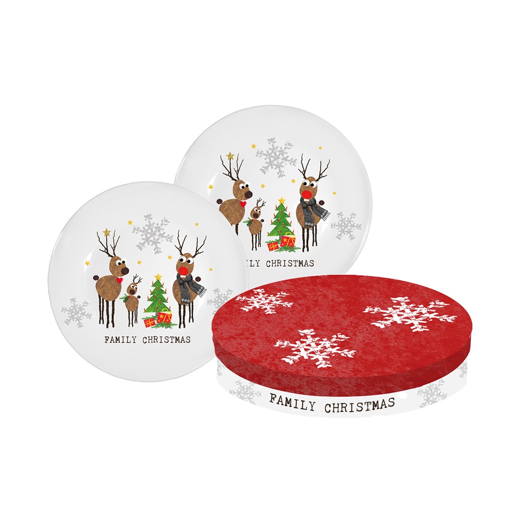 Набор десертных тарелок в подарочной коробке family christmas 21 см, Paperproducts Design