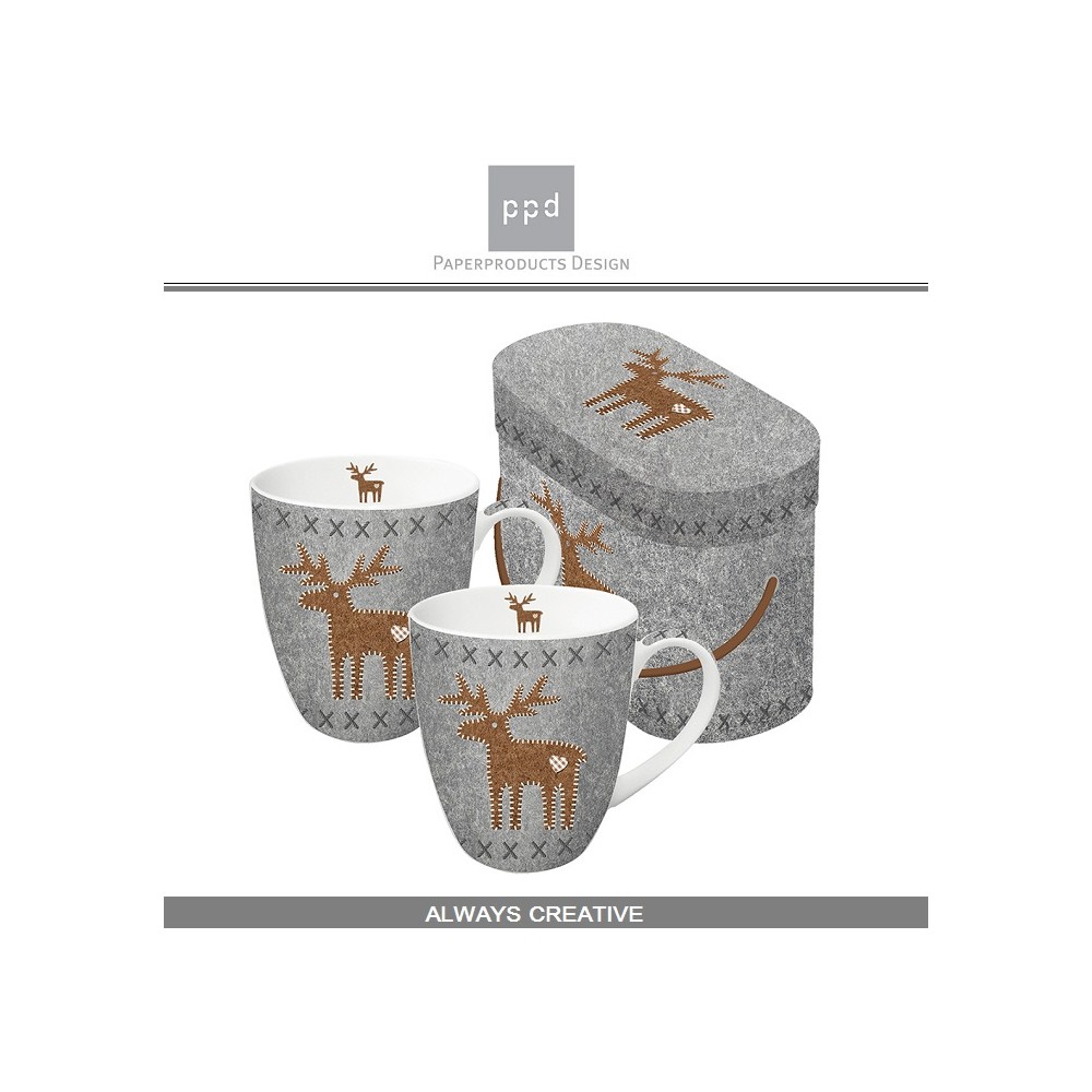 Набор кружек Felt Reindeer в подарочной упаковке, 2 шт, 350 мл, Paperproducts Design